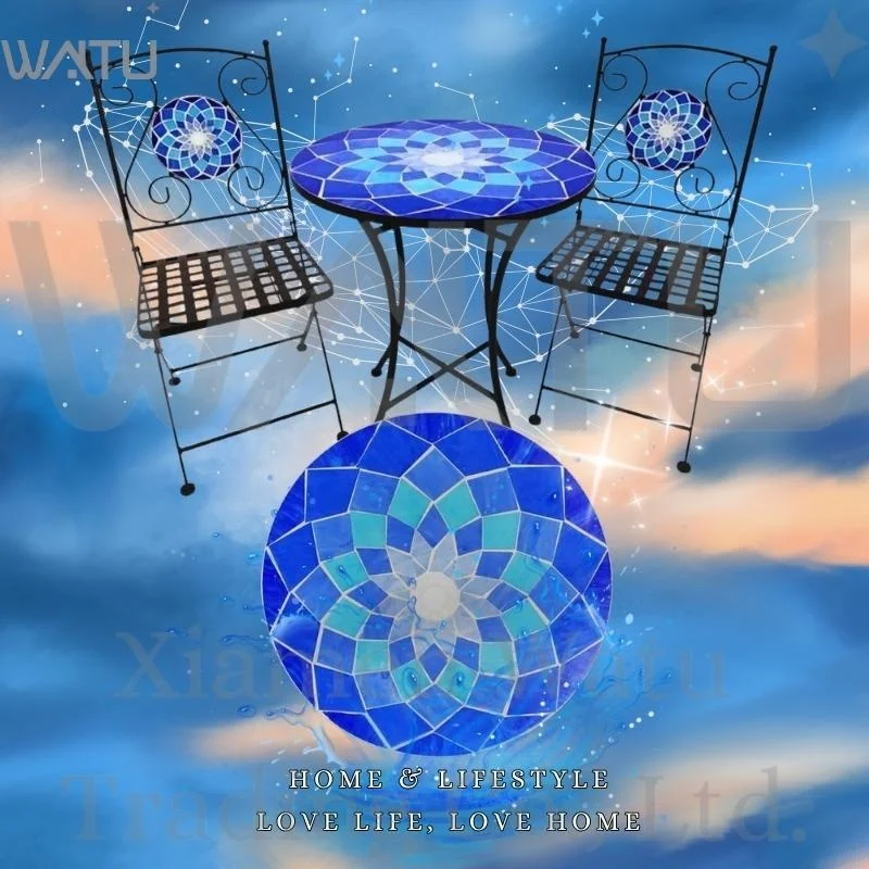 The new model has innovative new design new experience Glory Emblem personality pattern Mosaic table chair