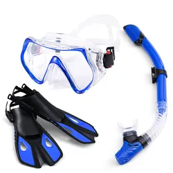 Custom Adults Anti-Fog Anti-Leak Dry Top Snorkel Scuba Freediving Snorkel Tube Diving Mask Swimming Goggles Diving Fins Set