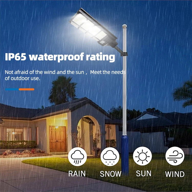 High Lumen Outdoor IP65 Waterproof Streetlight Remote Control Light Control 300W 400W 500W Solar Street Lamp
