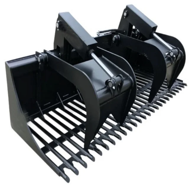 Qingdao Ruilan OEM Industrial Front Loader 5 T Root Grapple Bucket Skid Steer Scrap Grapple Rock Bucket with Grapple