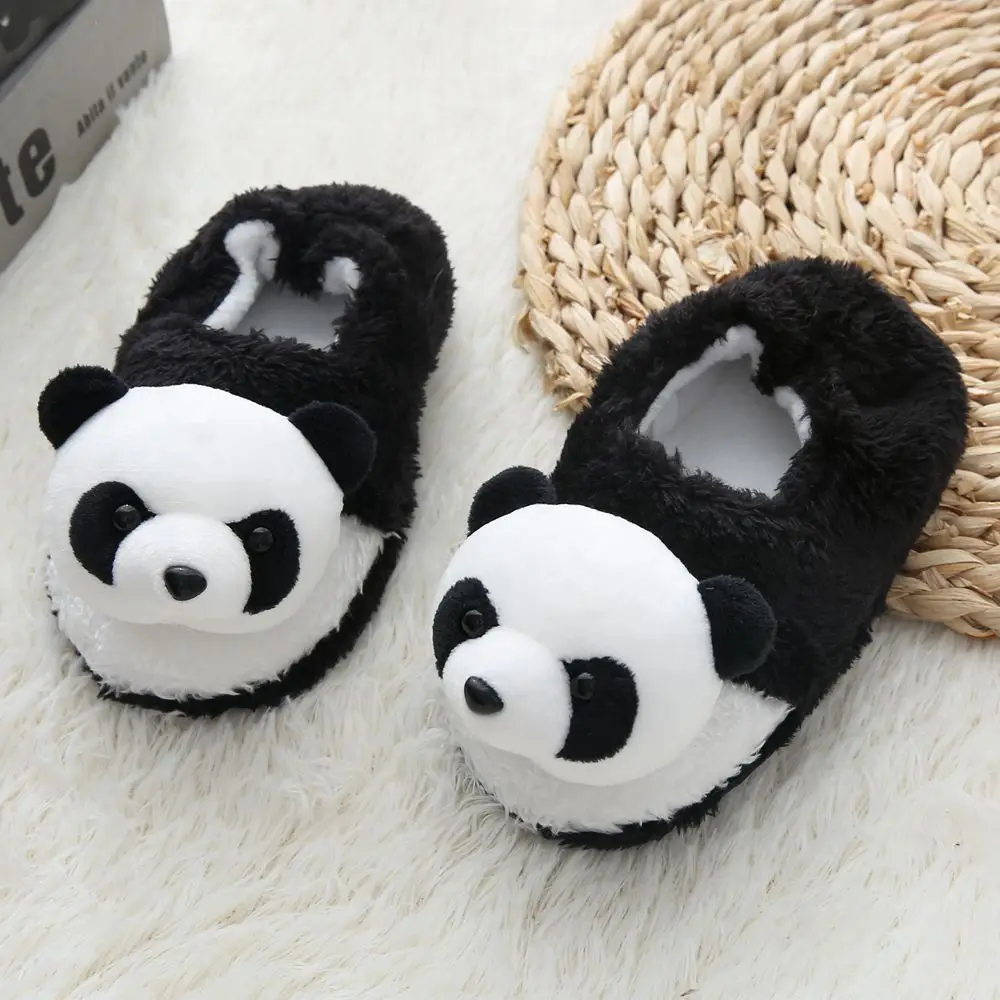 New Fashion Winter Children Slippers Cartoon Panda Plush Fluffy Warm Cotton Shoes Slipper For Kids Indoor