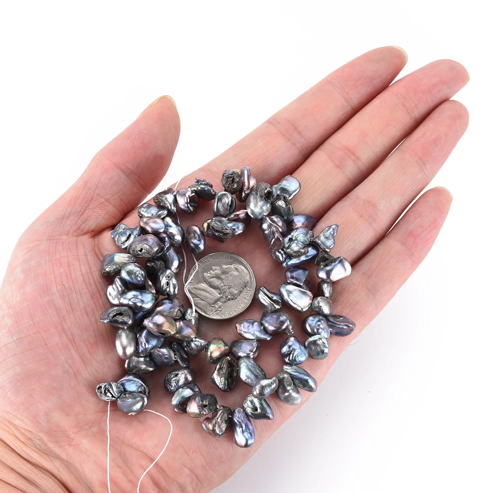 PandaHall культивированные пресноводные жемчужные окрашенные Nuggets черные натуральные жемчужные бусины Keshi