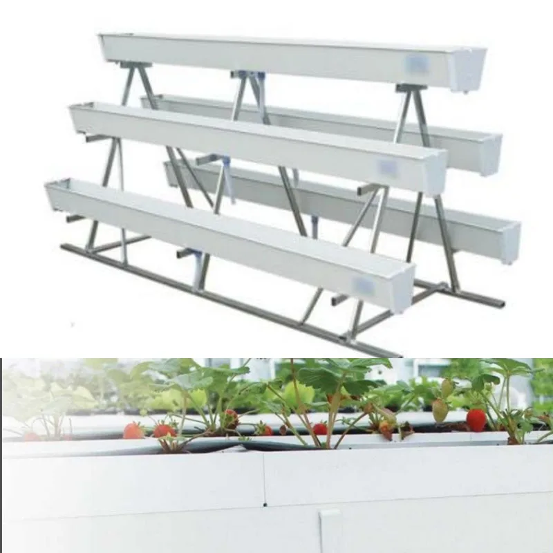 pp planting tank soilless culture strawberry structure equipment Hydroponics shelf low cost greenhouse for Strawberry plant