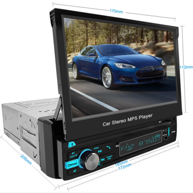 2024 Hot selling retractable 7 inch portable mp5 player android car stereo dvd player support reversing aid for car