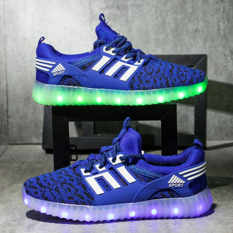 wholesale factory high quality USB rechargeable LED kid shoes light children shoes glowing unisex shoes light for promotion
