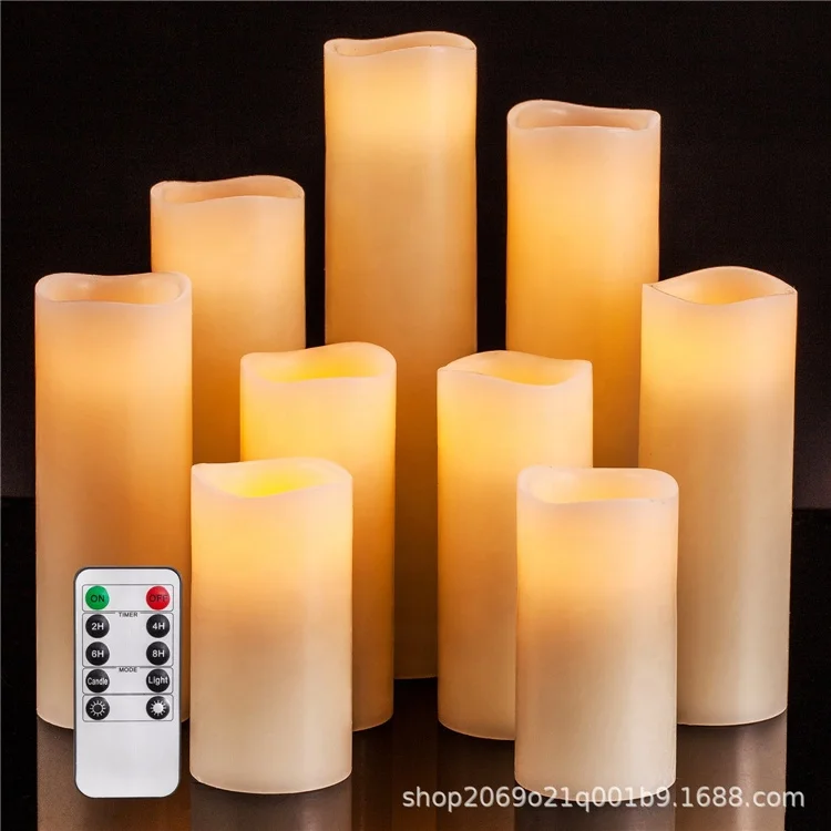 
Flameless Candles Battery Operated Real Wax Pillar Flickering LED Candle Of 9 