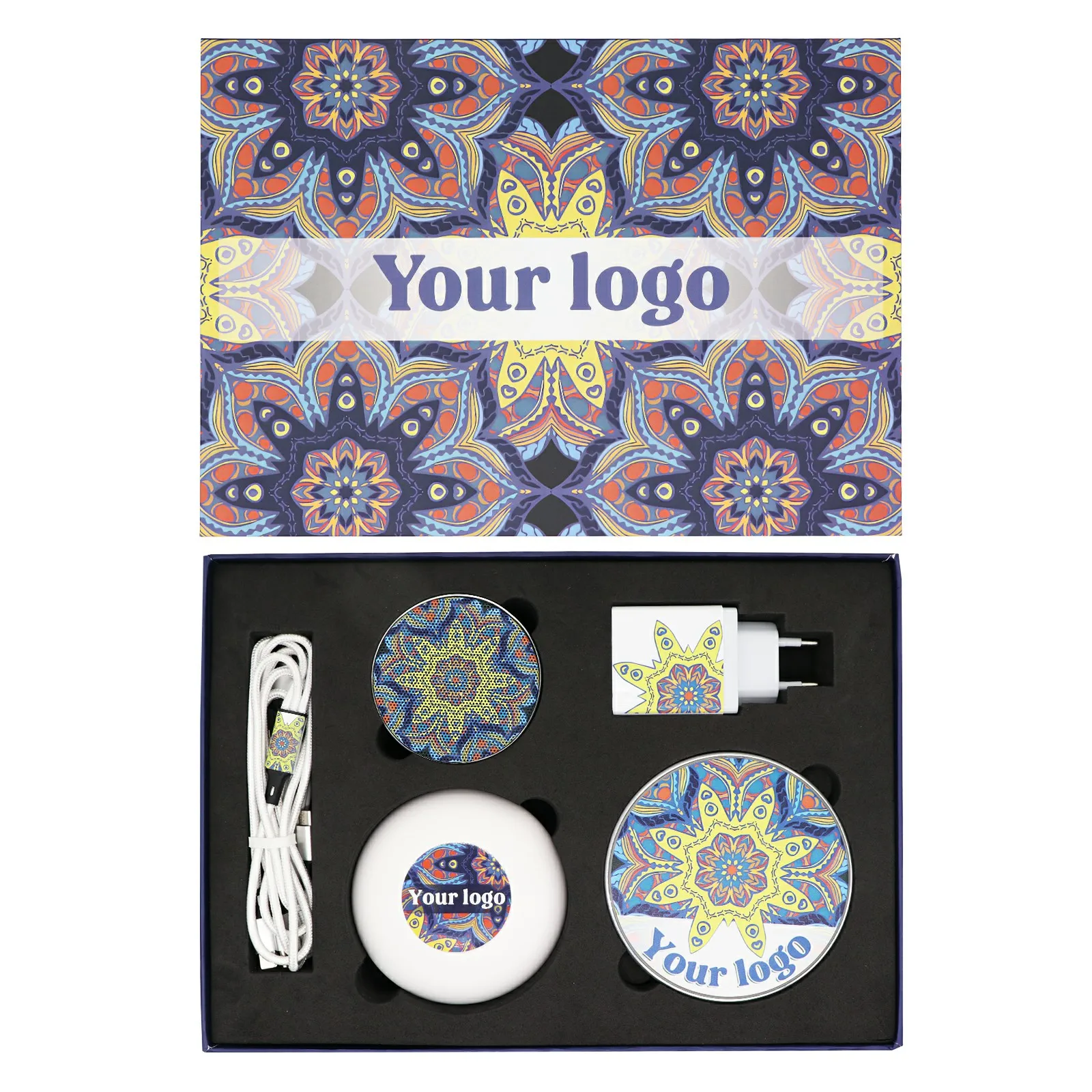 2025 Wholesale High Quality Electronic Gift Sets Logo Custom Business Promotion Gifts LED Light 3 in 1 Cable Charger Hotel