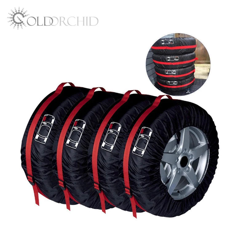 Черно-красная задняя крышка для колесных шин 210D из ткани Оксфорд, 4 шт. в комплекте