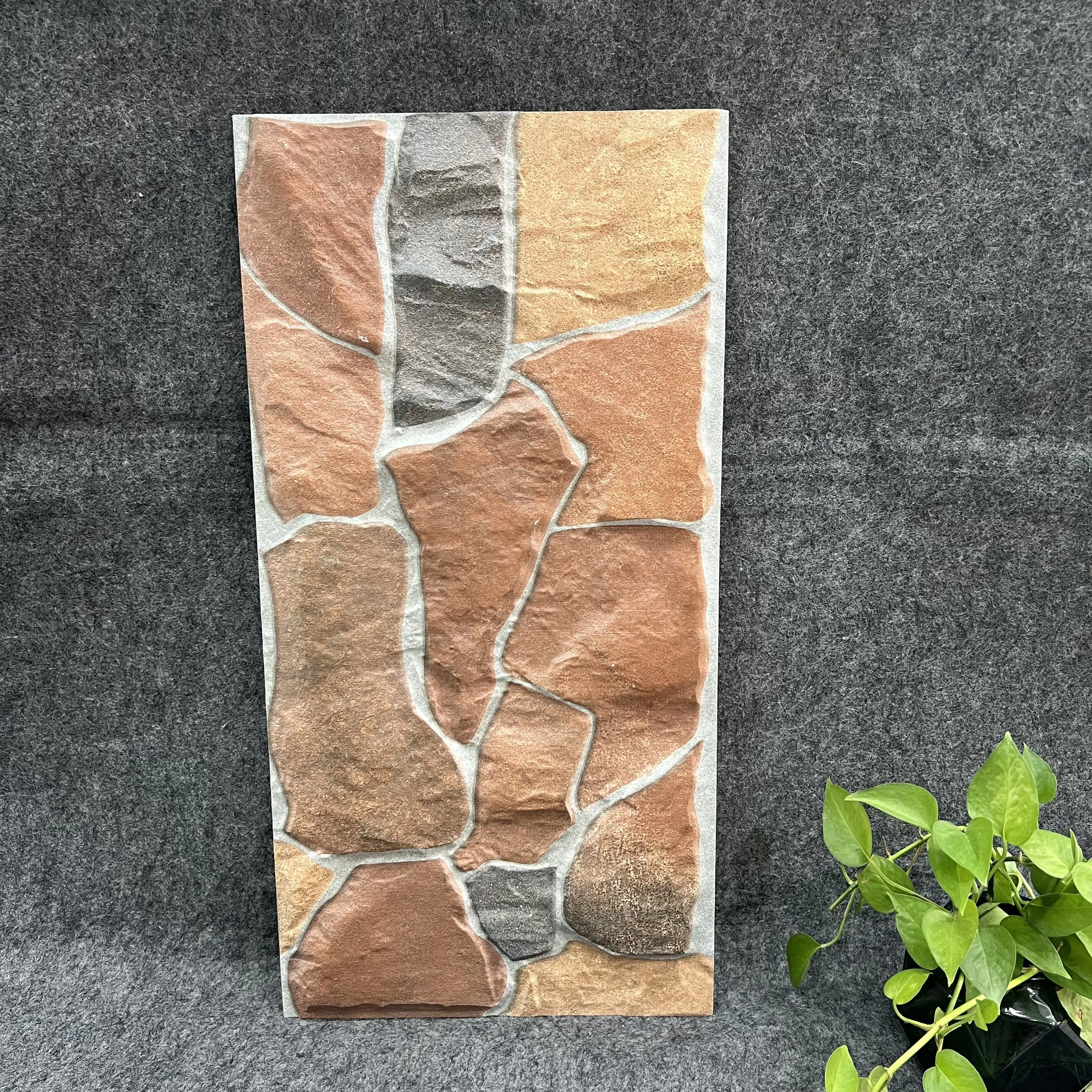 3D effect rustic look stone exterior wall tiles 300*600mm for villa wall and floor outside