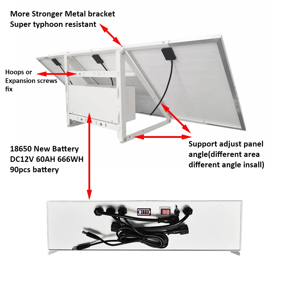 Colin super star 120W Solar Panels With 60ah Battery Pack And Inverter Outdoor Solar Power System For big power hunting camera