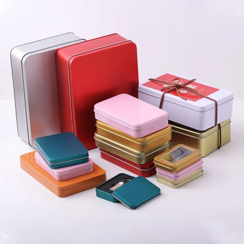 Custom Printing Logo 10*7*2cm Rectangular Tin Box Poker Box usb Metal Case Bank Card Box