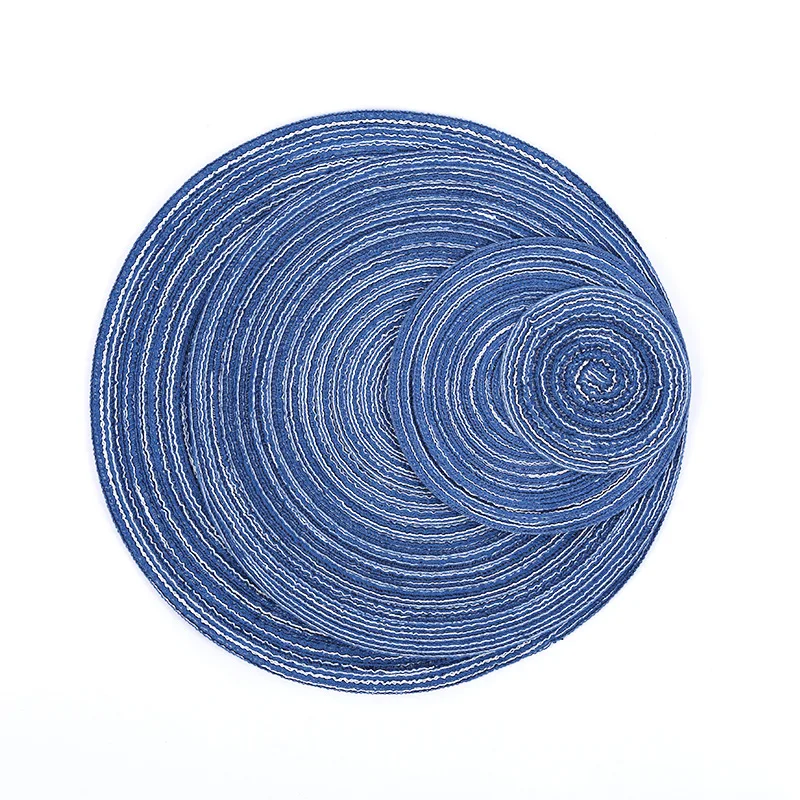 Hot Nordic cotton yarn round dining table western place mat,handmade non-slip anti-soup plate bowl mat cup insulation pad