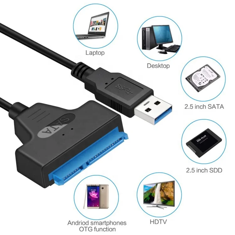 Высокоскоростной черный Жесткий диск 2 5 дюйма SSD HDD 4 ТБ USB 3 0 Sata адаптер для жесткого диска двойной кабель