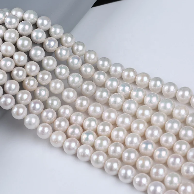 Wholesale 11-13mm AAA grade freshwater pearl natural white edison round loose pearls string strand for jewelry making