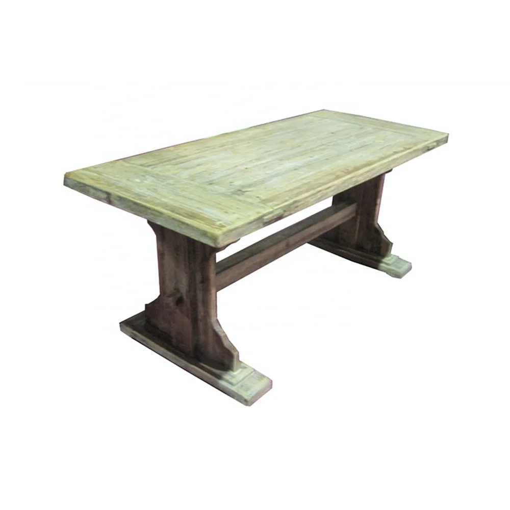 
Factory Supply French Antique Farmhouse Rectangular Trestle Pedestal Durable 6 Seater Solid Wood Dining Table 