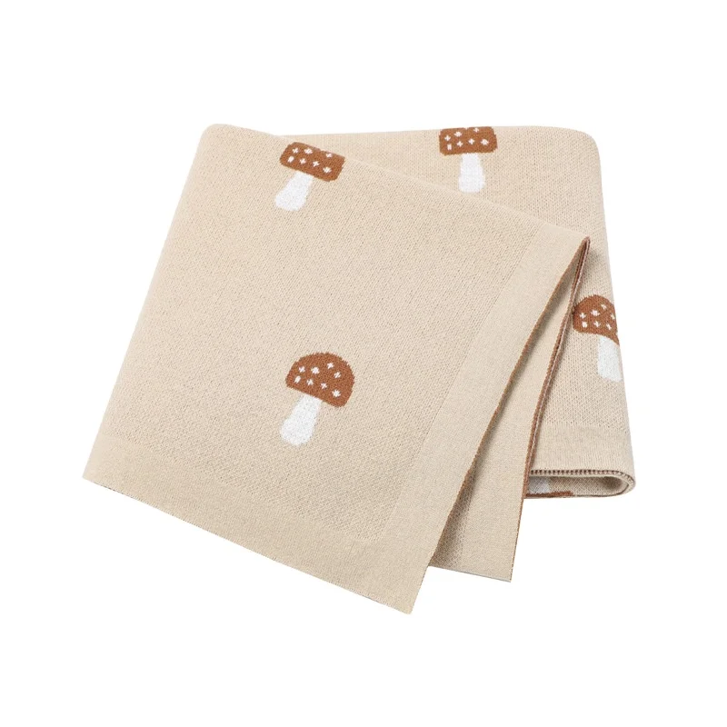 INS hot sale hit knitted mushroom jacquard baby blanket blanket