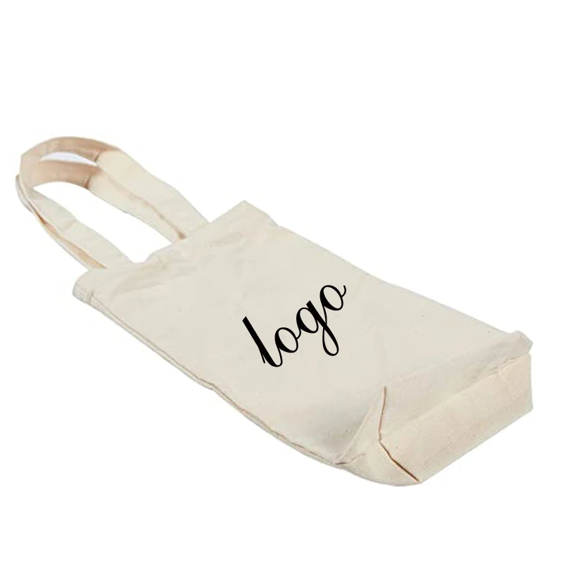 
Natural Color Recycled Cotton With Your Logo Gift Canvas Wine Bag for Single Bottle 