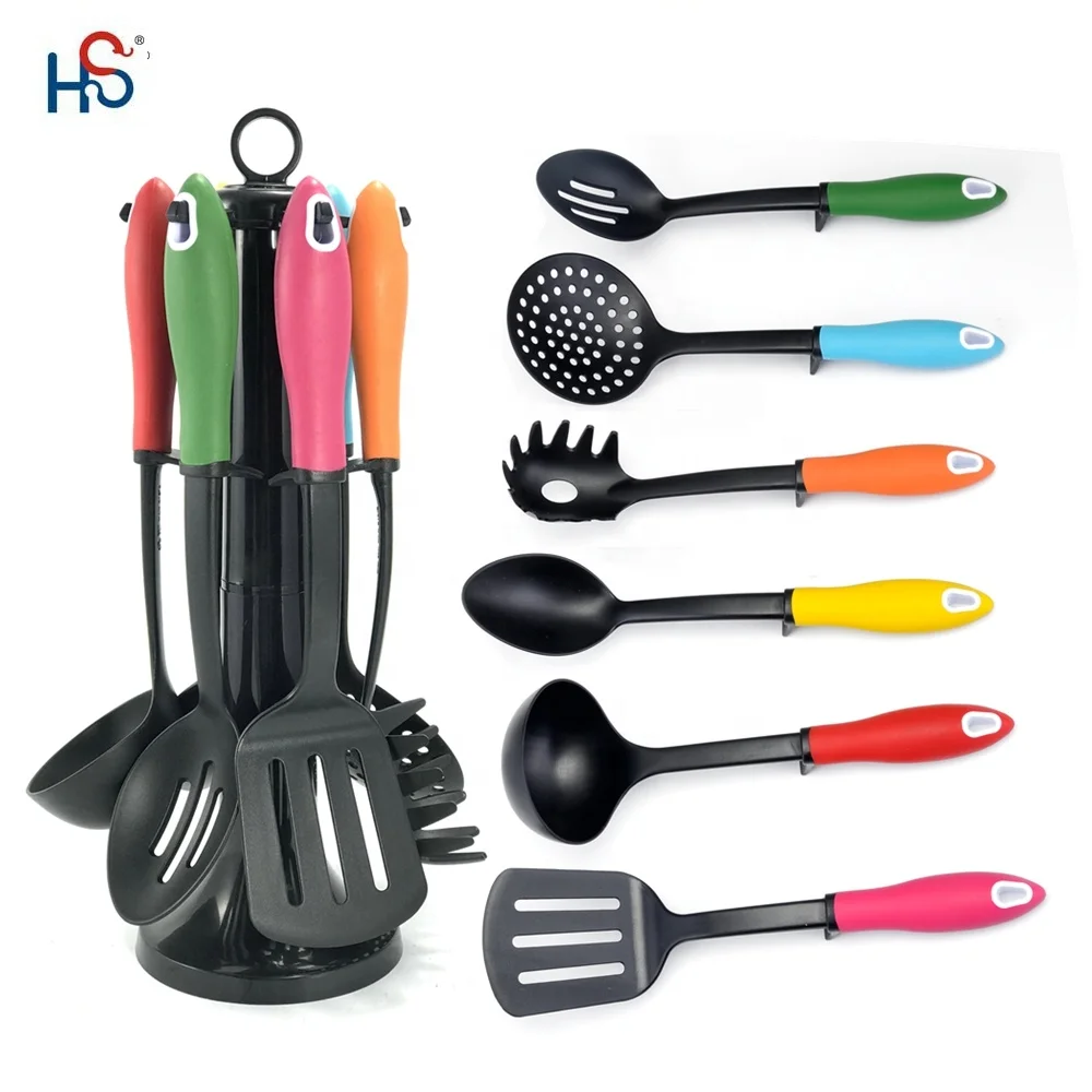 Colorful european cookware High Quality Kitchen Cooking Tool Set Nylon Silica Gel Utensils nylon kitchen tool