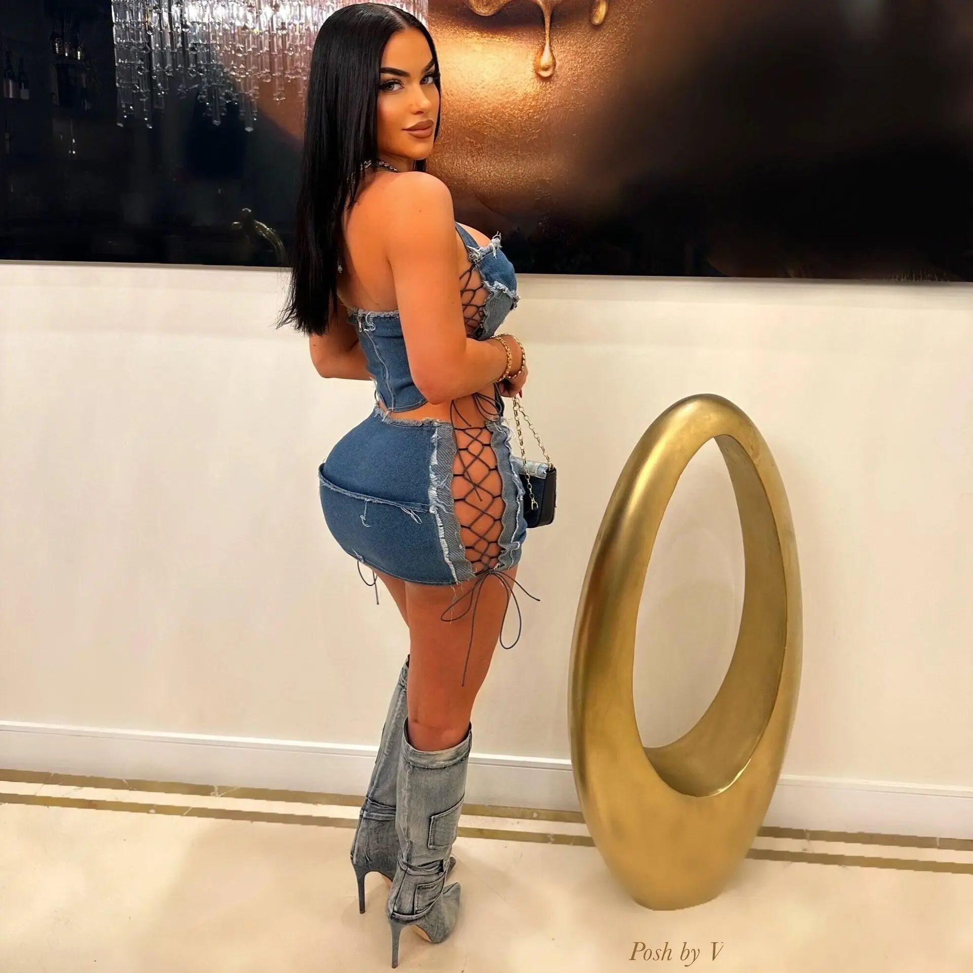 DG YZ1359 sexy fashion new women two piece skirt set plus size denim suit strapless crop tops mini jeans skirt set for women