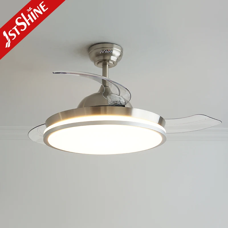 1stshine LED ceiling fan simple design dimmable lighting retractable ceiling fan with LED light