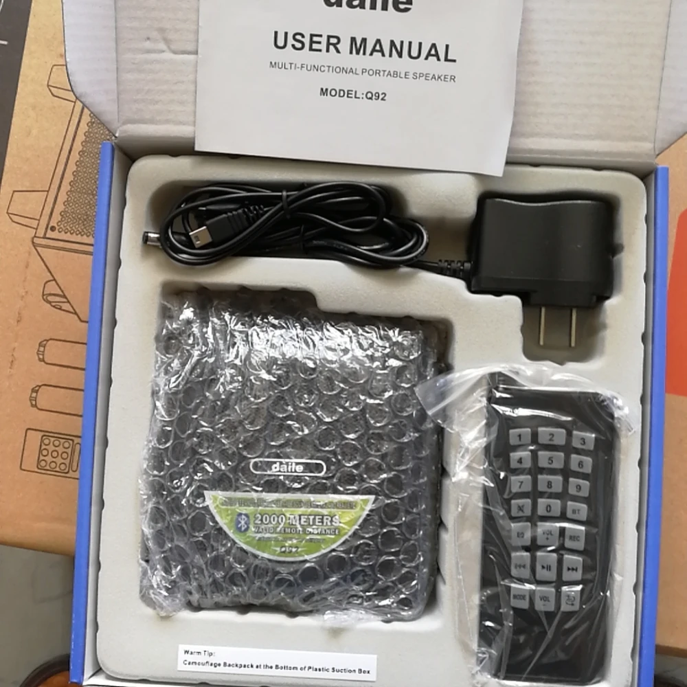 Усилитель Daile Q92 с TF/FM-радио/записью, мощный удаленный проигрыватель, уличный громкоговоритель