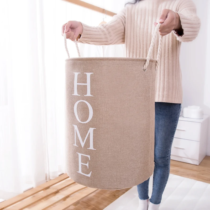 Fashion Style Cotton and Linen Folding Closet Organizer Clothes Luandry Baskets