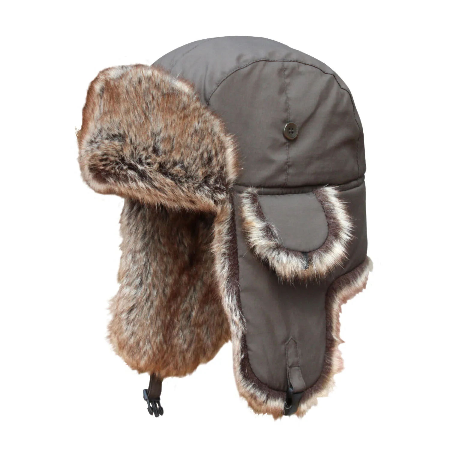 FUR WINTER Faux Fur Russian Ushanka Hat Winter Outdoor Trooper Ski Hat