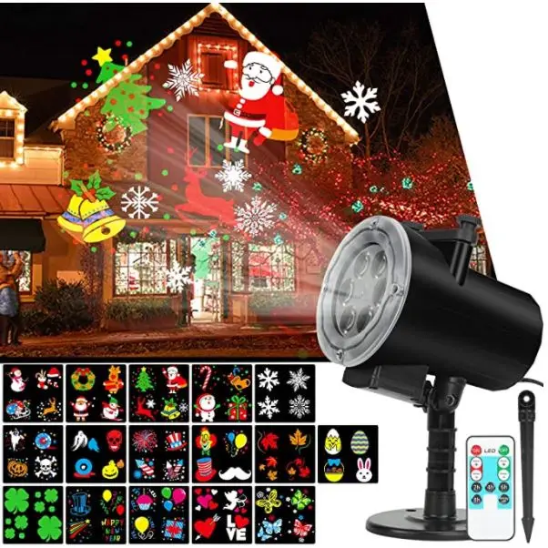 LED Snow Decoration Lights Outdoor Snowflake Laser Christmas Projector Lights 12pcs Slides Patterns Waterproof Project Lights