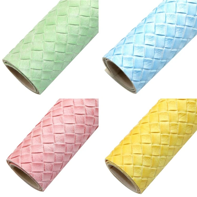 20*33cm Solid Color Weaved Faux Leather Sheets Synthetic Leatherette For Bow Leather Crafts DIY Handmade Material 29459