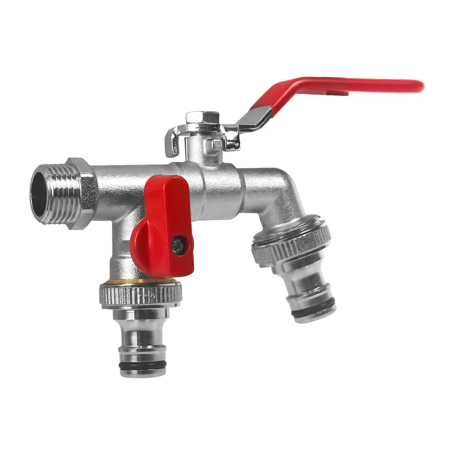 Double Taps Outdoor Spigot Water Faucet with Two Brass Ball Valves