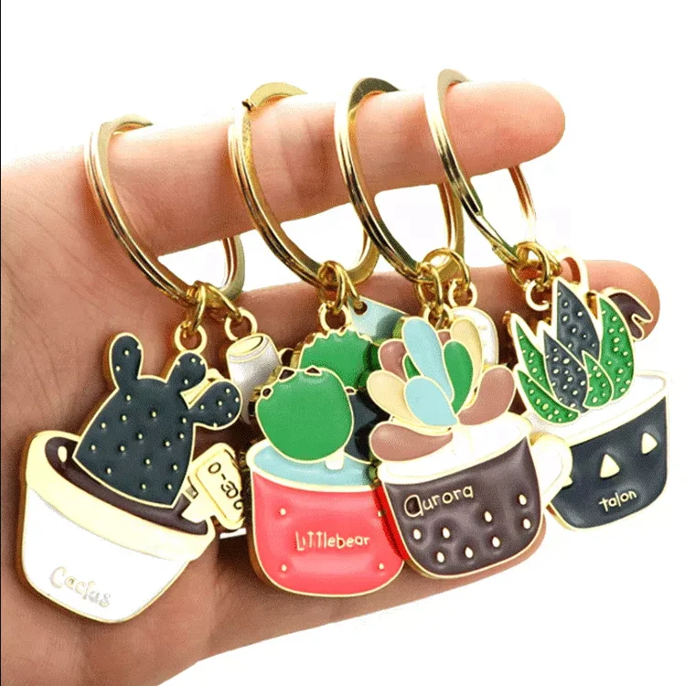 Wholesale Metal Leaf Custom logo Metal Plant Soft Enamel Keychains