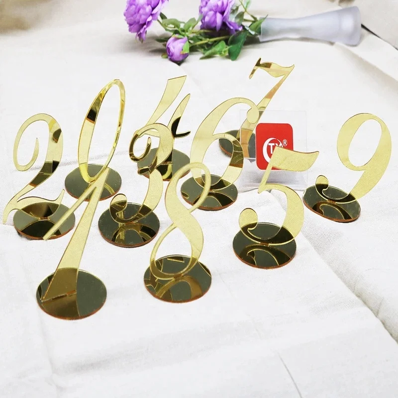 
TX Personalized Table Numbers 1-30 Acrylic Table Numbers with Holder Number Shape Perfect for Wedding Reception and Decoration 