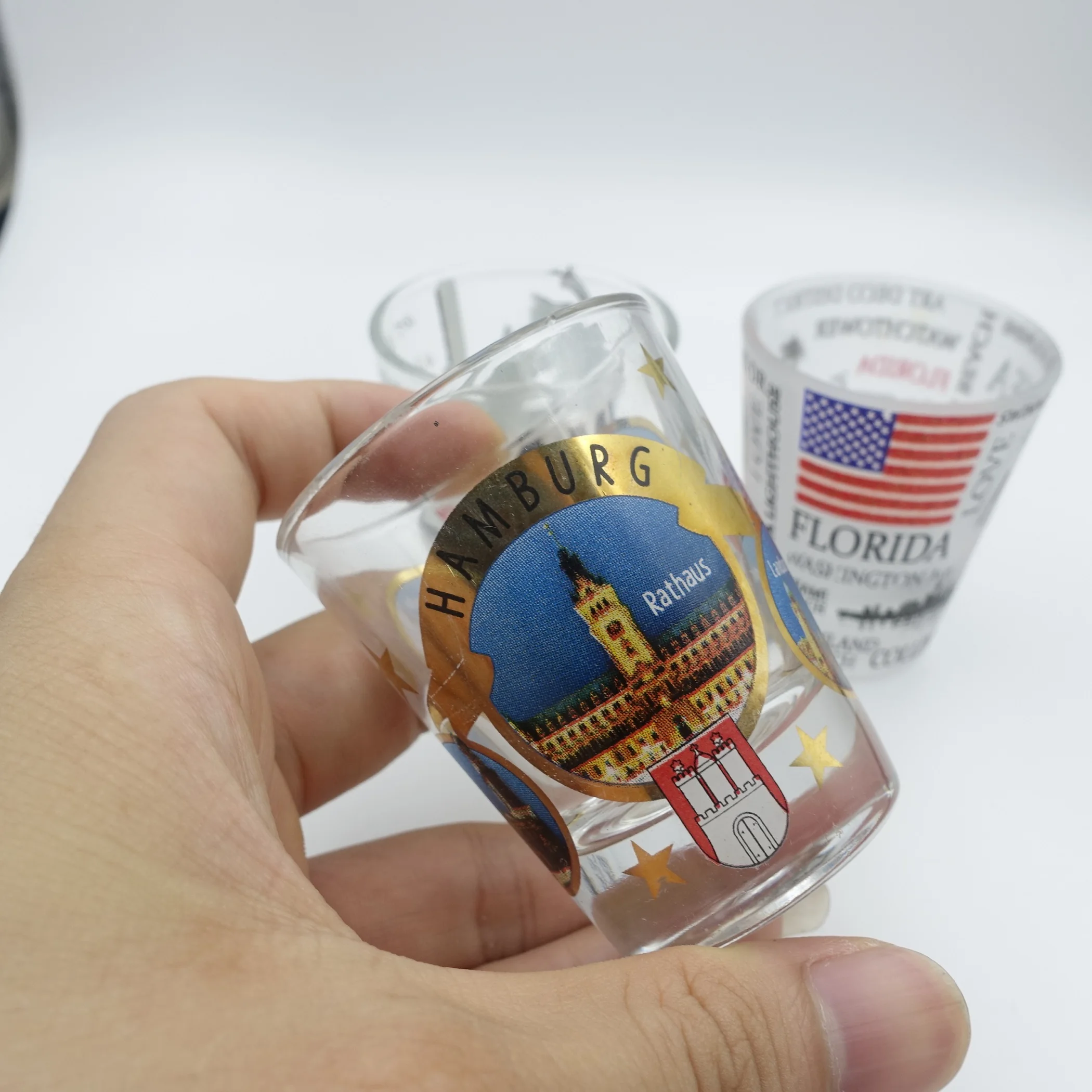 Personalized 2oz Souvenir Custom City Logo Shot Glasses coloured shot glasses sublimation Glass  Promotional gifts