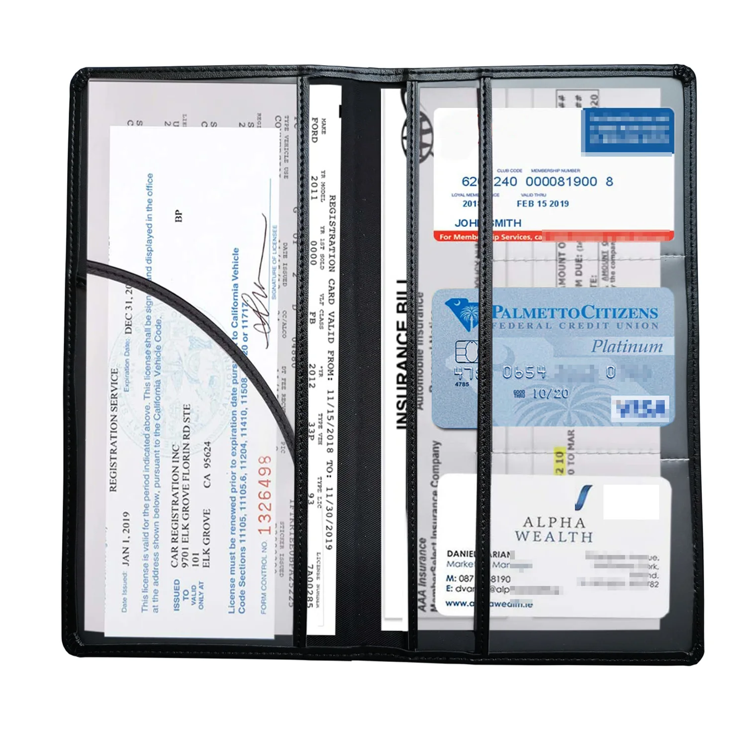 Customize PU leather pocket car registration and insurance passport documents folder holder