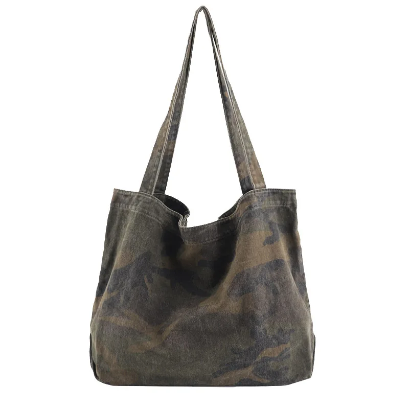 Ready to Ship Large Shoulder Shopping Camo Beach Travel Bag Cotton Canvas Camoufladge Tote Bag Wholesale