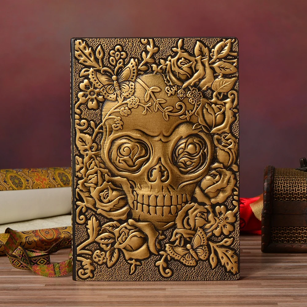 New Trend Gorgeous Flower of Death Skull Dice Book PU Leather A5 Notebook for DND Gamer
