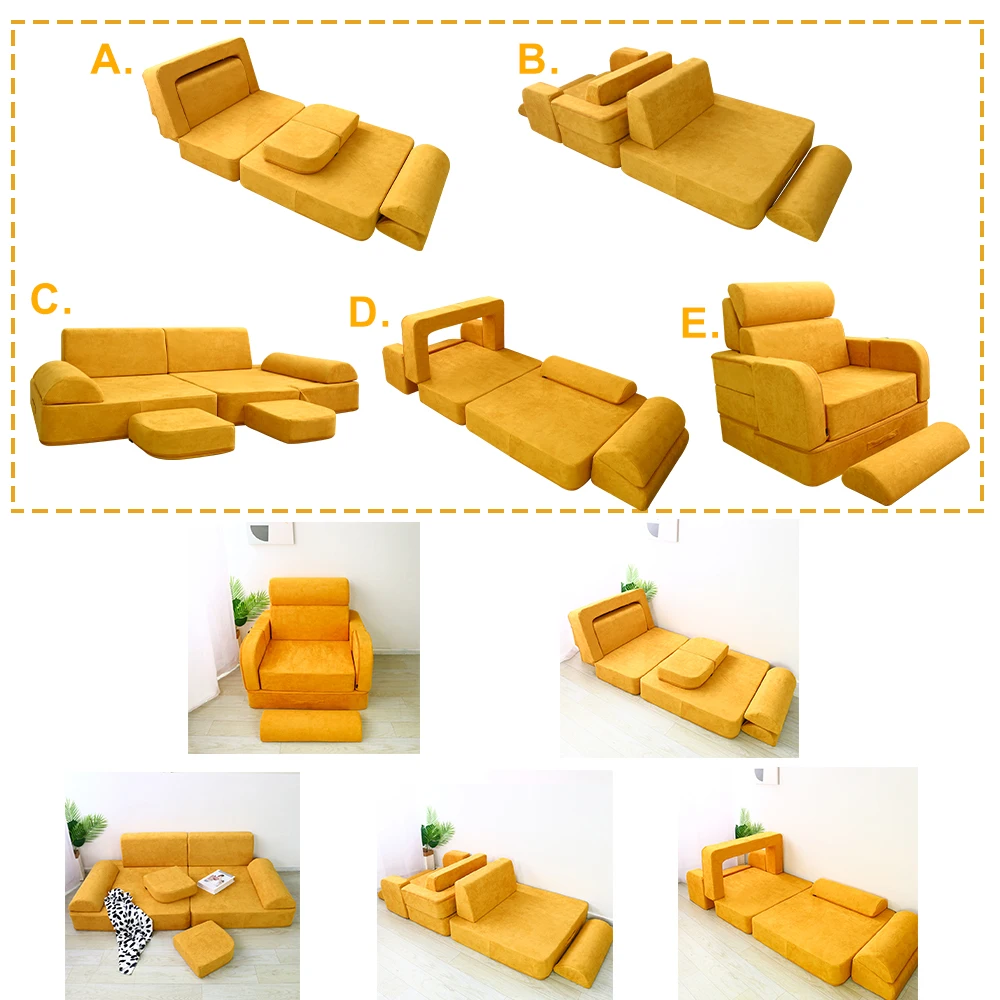 Saien  High Quality Plush Baby Cute Sofa Chair 3 in 1 Folding Layer Kids Sofa Moulder sofa for kids