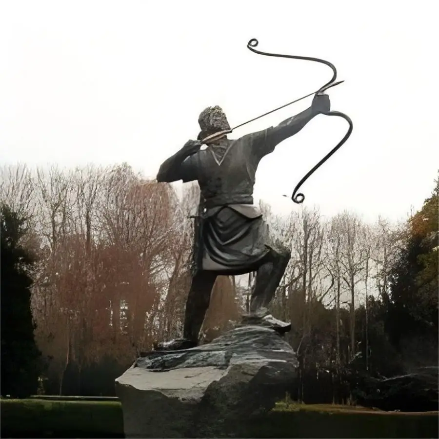 Outdoor Metal Decoration Figure Sculpture Classic Cast Life Size Metal Brass Bronze Self Made archery Man Statue Sculpture