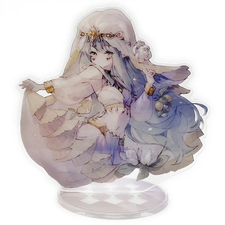 Free sample CMYK offset print CNC cut custom character acrylic stand anime key chain keychain art acrylic anime display