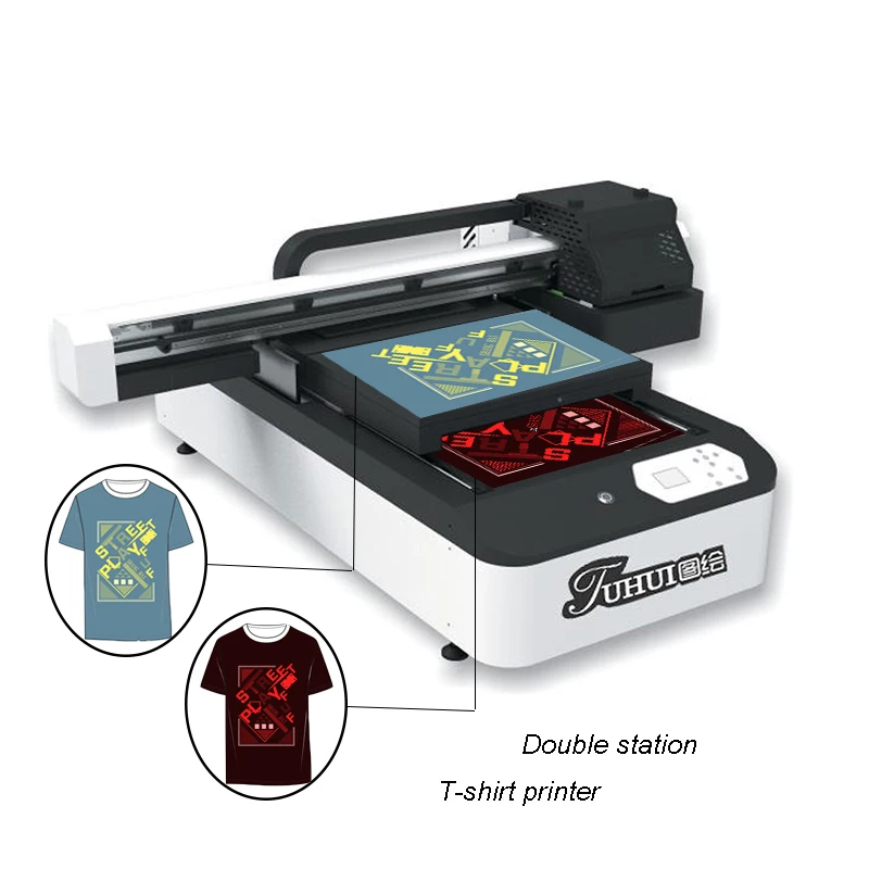 Double Station Direct To Textile T-shirt Printer with xp600 heads Machine For Sale