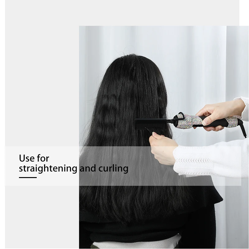 Luxury hot tool electric hair comb bling rhinestone hot hair comb