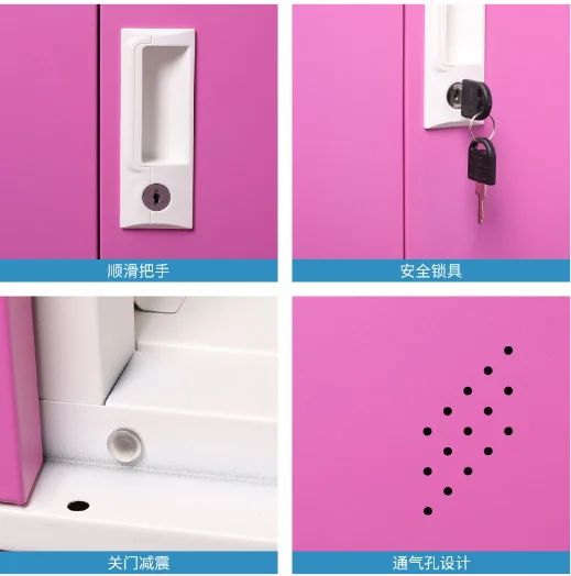 6 Door Knock Down Lockable Locker Steel Clothes Compartment Wardrobes