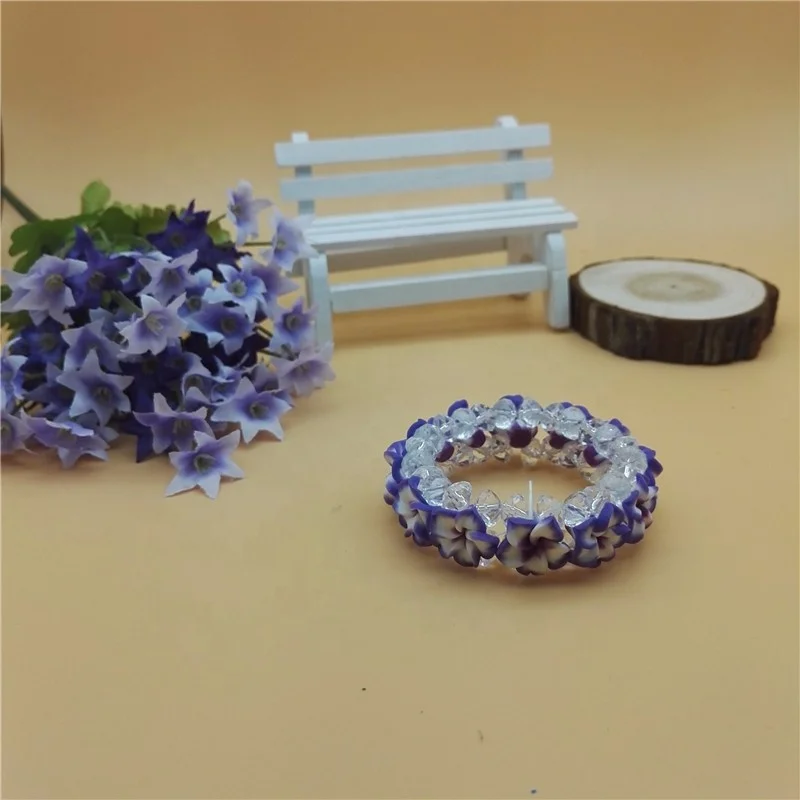 Thai Style Plastic Bead Bracelet Bangles with Flowers
