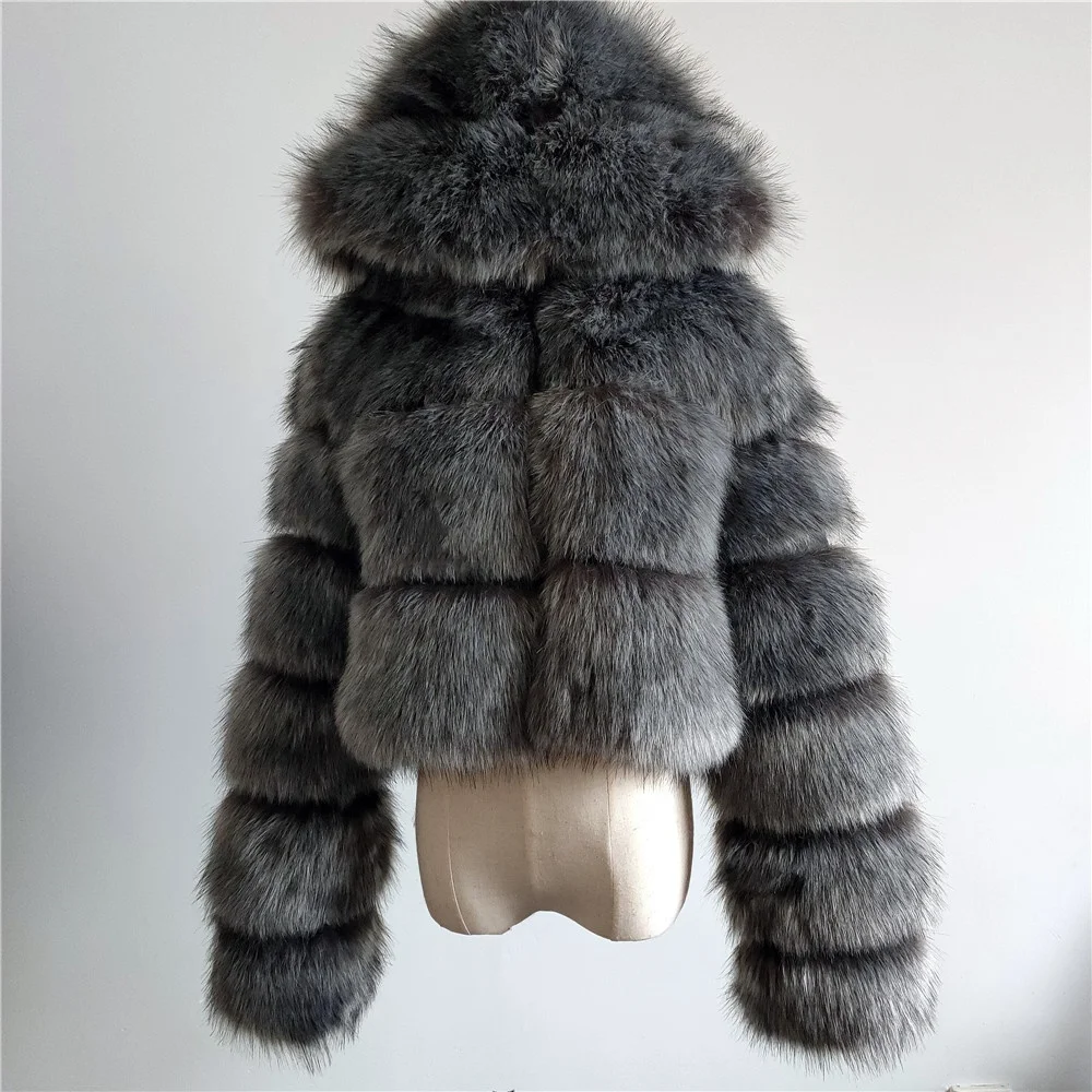 Custom Winter Women Silver  Fur Coat Wholesale Long Sleeve Fur Coat Ladies Short Red/Grey/Pink/White/Purple Fur Jacket Overcoat