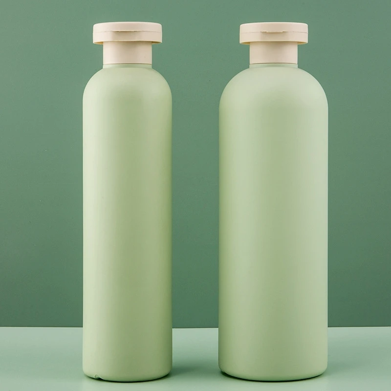 200/260/300/400/500ML Green Round Squeeze Custom HDPE Empty Plastic Lotion Bottle Shampoo Conditioner Bottles With Flip Top Cap