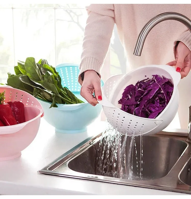 Double-layer reversible salad sink new Nordic draining basket eco-friendly plastic sink home use draining basket kitchen