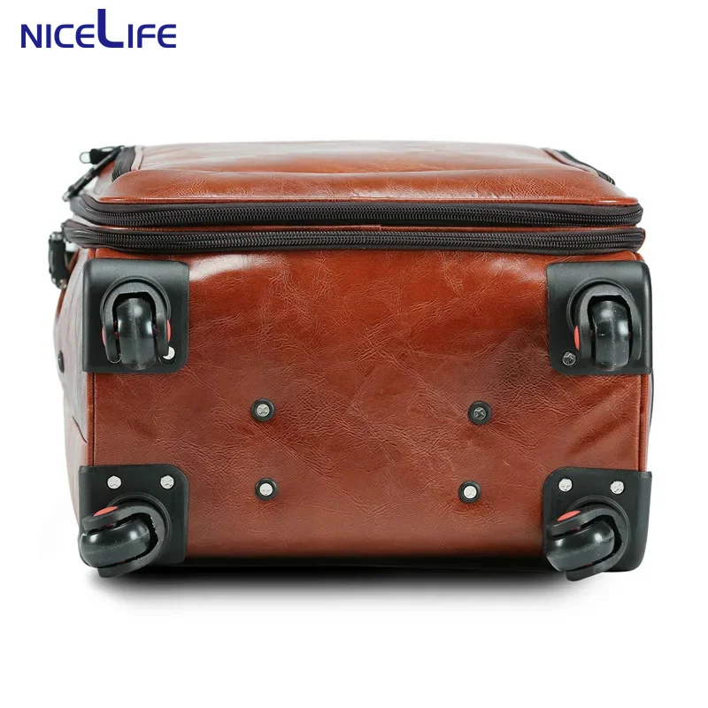 High Quality PU Leather Suitcase 20/24/28inch Carry on Vintage Trolley Luggage Waterproof Travelling Luggage Bag