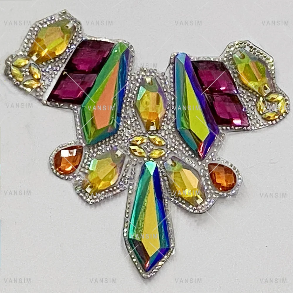 Carnival Costumes Accessories Green AB Aqua AB Iridescent Resin Rhinestone Appliques Diamond