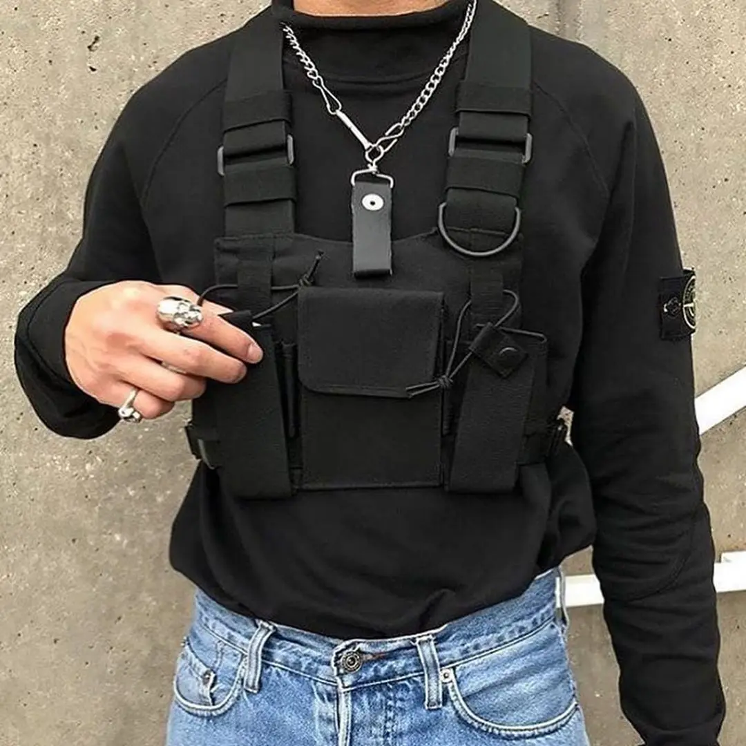 Unisex Tactical Chest Bag Streetwear Functional Chest Rig Bags Fashion Multifunction Cool Vest Hip Hop Bag Chest Pack Kanye West