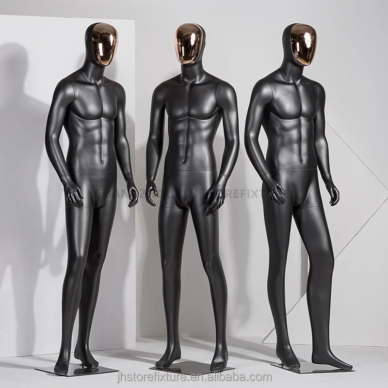 silver head matte black mannequin for man clothing store male full body models man sport clothes dummy display